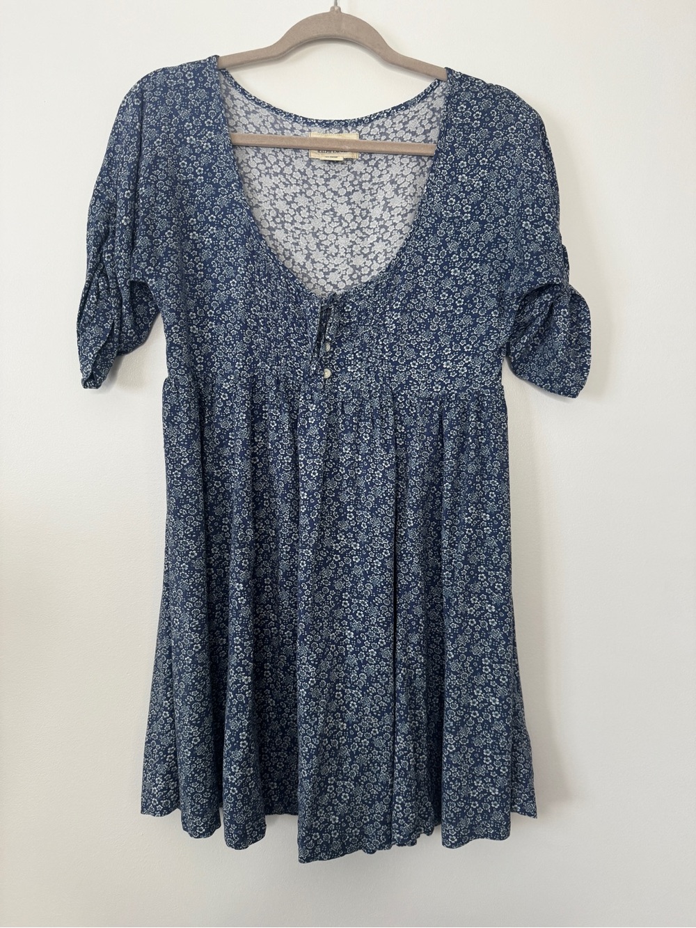 Denim & Supply Ralph Lauren Mini Dress Ditsy Floral Blue White Babydoll Sz XS
